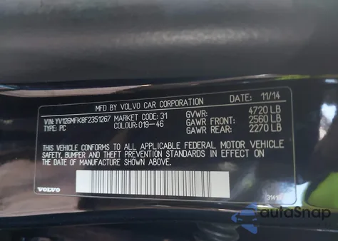 2015 Volvo S60 T5 Premier из США, поврежденный, VIN YV126MFK8F2351267